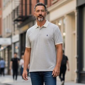PO524 Men’s Polo Ralph Lauren Designer Striped Preppy Polo Shirt XL